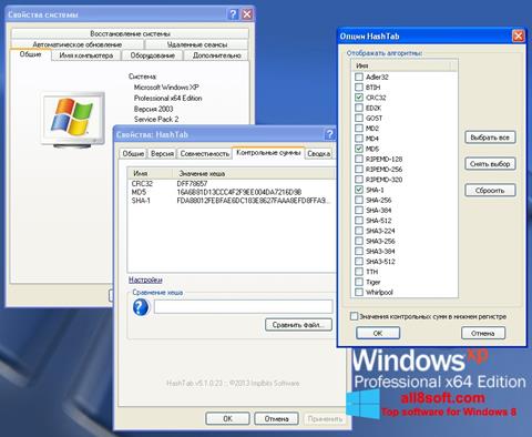 ภาพหน้าจอ HashTab สำหรับ Windows 8