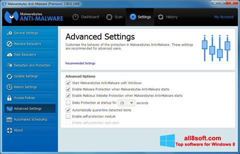 ภาพหน้าจอ Malwarebytes Anti-Malware สำหรับ Windows 8