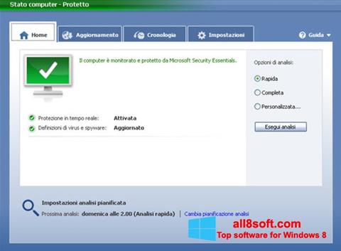 ภาพหน้าจอ Microsoft Security Essentials สำหรับ Windows 8
