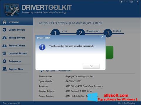 ภาพหน้าจอ Driver Toolkit สำหรับ Windows 8