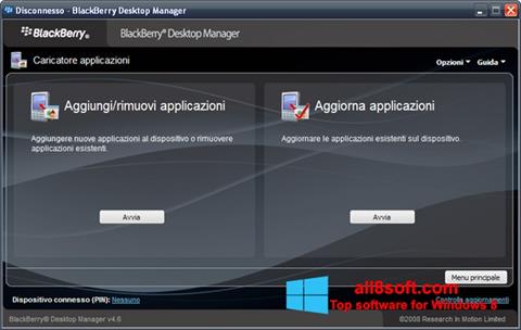 ภาพหน้าจอ BlackBerry Desktop Manager สำหรับ Windows 8