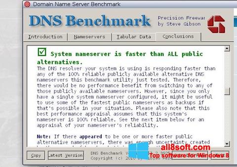 ภาพหน้าจอ DNS Benchmark สำหรับ Windows 8