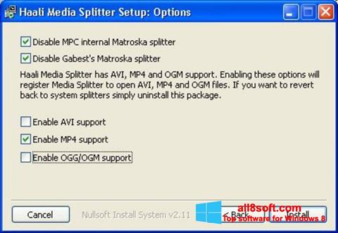 ภาพหน้าจอ Haali Media Splitter สำหรับ Windows 8