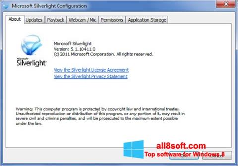 ภาพหน้าจอ Microsoft Silverlight สำหรับ Windows 8