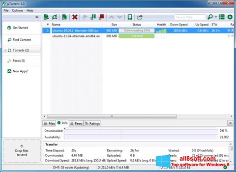 ภาพหน้าจอ BitTorrent สำหรับ Windows 8
