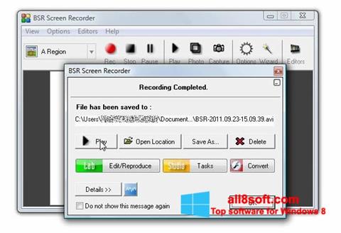 ภาพหน้าจอ BSR Screen Recorder สำหรับ Windows 8