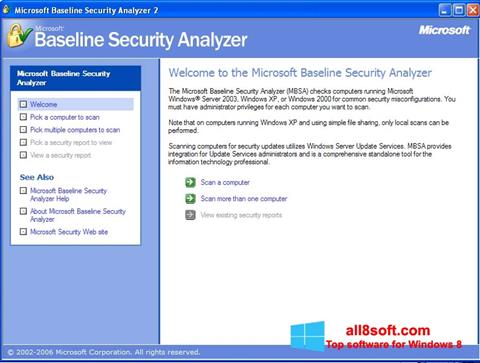 ภาพหน้าจอ Microsoft Baseline Security Analyzer สำหรับ Windows 8