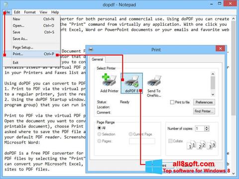 ภาพหน้าจอ doPDF สำหรับ Windows 8