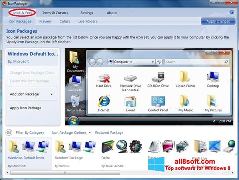 ภาพหน้าจอ IconPackager สำหรับ Windows 8