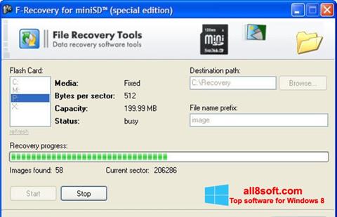 ภาพหน้าจอ F-Recovery SD สำหรับ Windows 8
