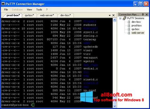 ภาพหน้าจอ PuTTY Connection Manager สำหรับ Windows 8