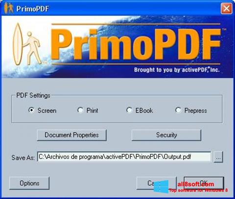 ภาพหน้าจอ PrimoPDF สำหรับ Windows 8