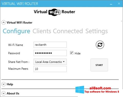 ภาพหน้าจอ Virtual WiFi Router สำหรับ Windows 8