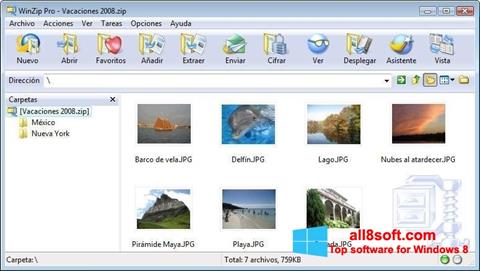 ภาพหน้าจอ WinZip สำหรับ Windows 8