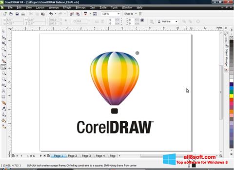 ภาพหน้าจอ CorelDRAW สำหรับ Windows 8