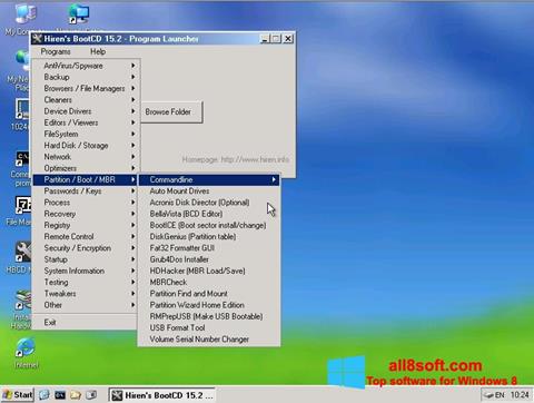 ภาพหน้าจอ Hirens Boot CD สำหรับ Windows 8