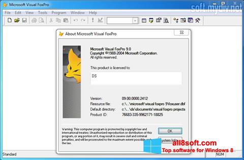 ภาพหน้าจอ Microsoft Visual FoxPro สำหรับ Windows 8