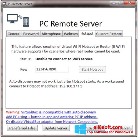 ภาพหน้าจอ PC Remote Server สำหรับ Windows 8