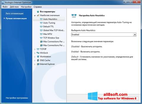 ภาพหน้าจอ Auslogics Internet Optimizer สำหรับ Windows 8