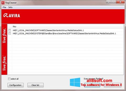 ภาพหน้าจอ Avira Registry Cleaner สำหรับ Windows 8